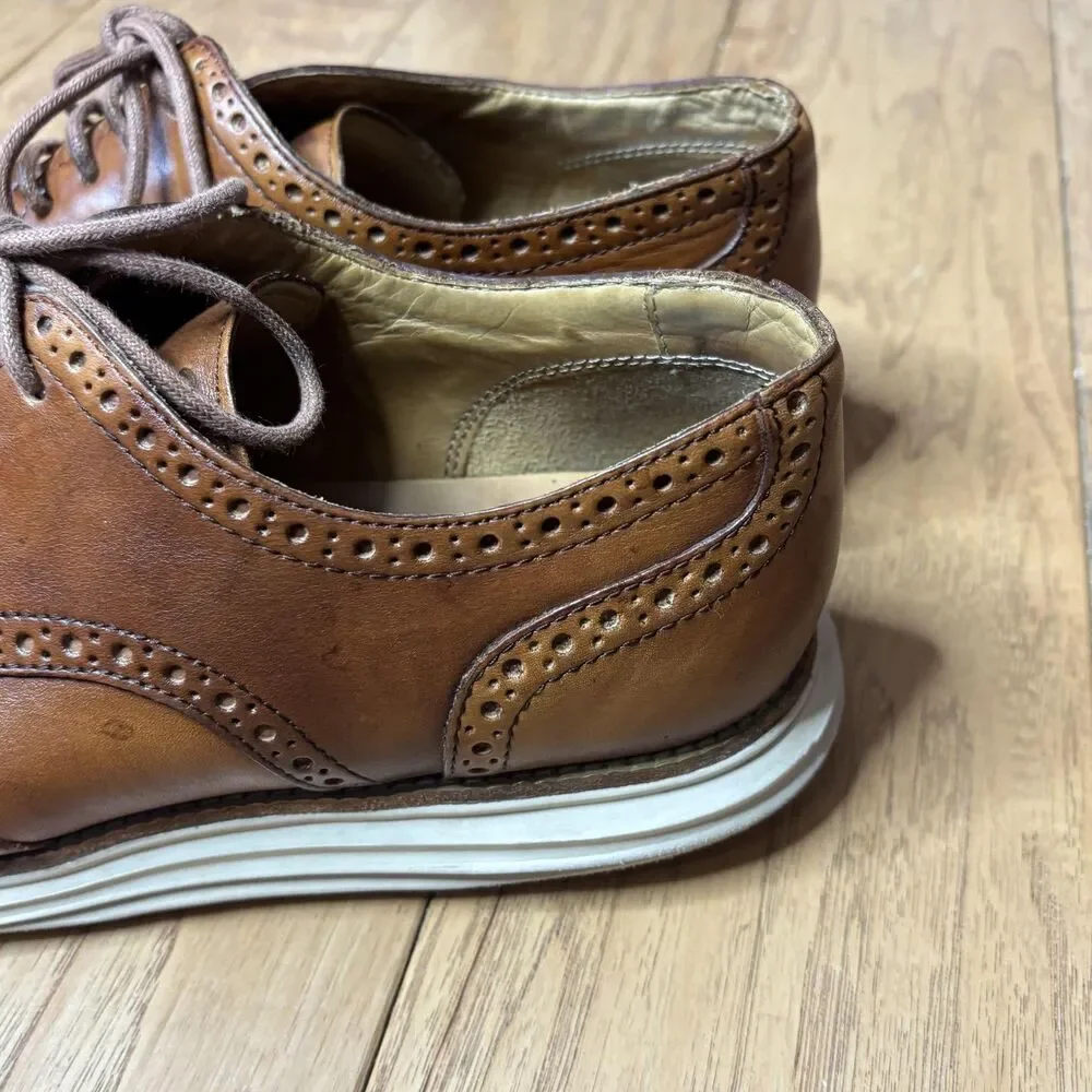 Cole Haan LunarGrand‎ Shoes Mens Size 10 Brown Leather Dress Wingtip Oxford